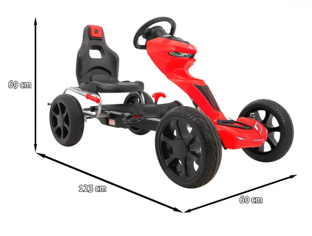Grand Ride pedalni go-kart za djecu 3+ crveni + EVA kotači + podesivo sjedalo + ručna kočnica_2