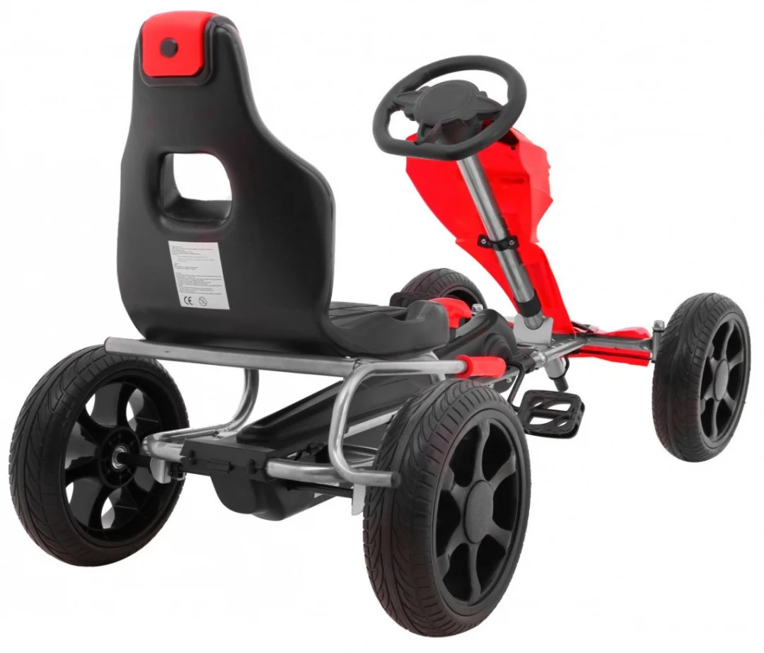 Grand Ride pedalni go-kart za djecu 3+ crveni + EVA kotači + podesivo sjedalo + ručna kočnica_5