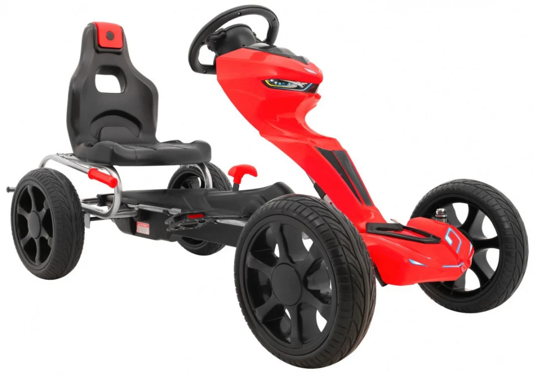 Grand Ride pedalni go-kart za djecu 3+ crveni + EVA kotači + podesivo sjedalo + ručna kočnica_8
