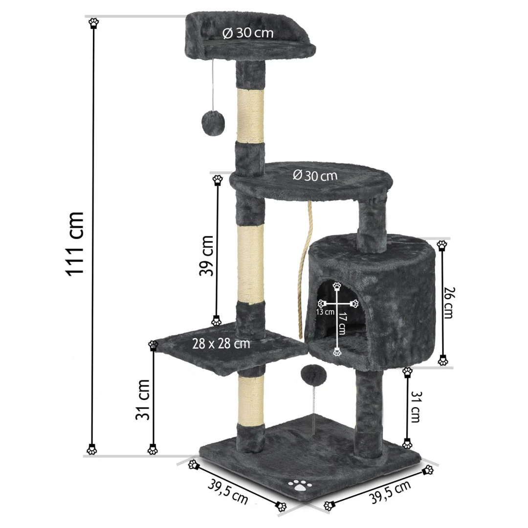 Grebalica za mačke 111 cm DR-266 siva Pethaus_5