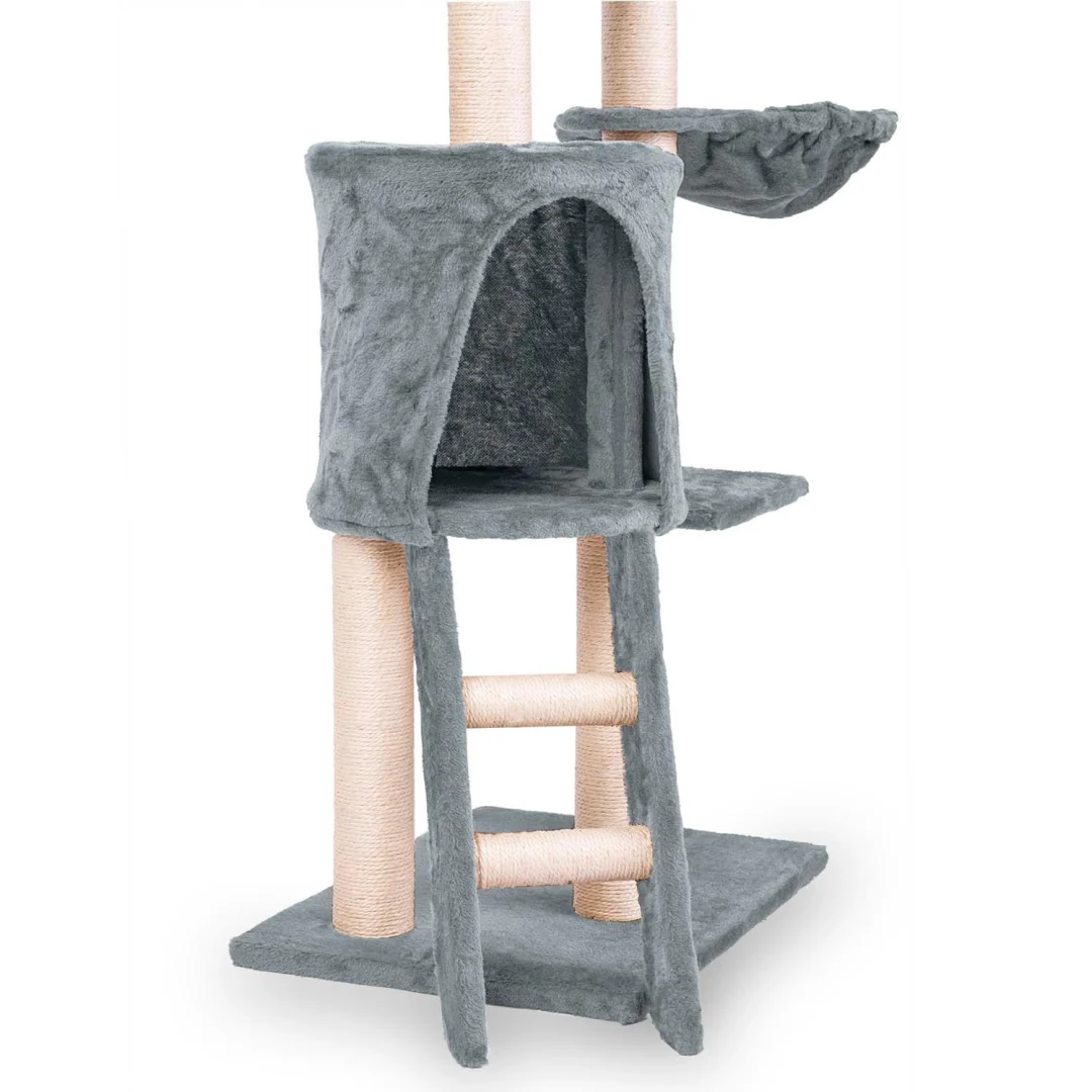 Grebalica za mačke 140 cm DR-267 svijetlo siva Pethaus s mišem_4