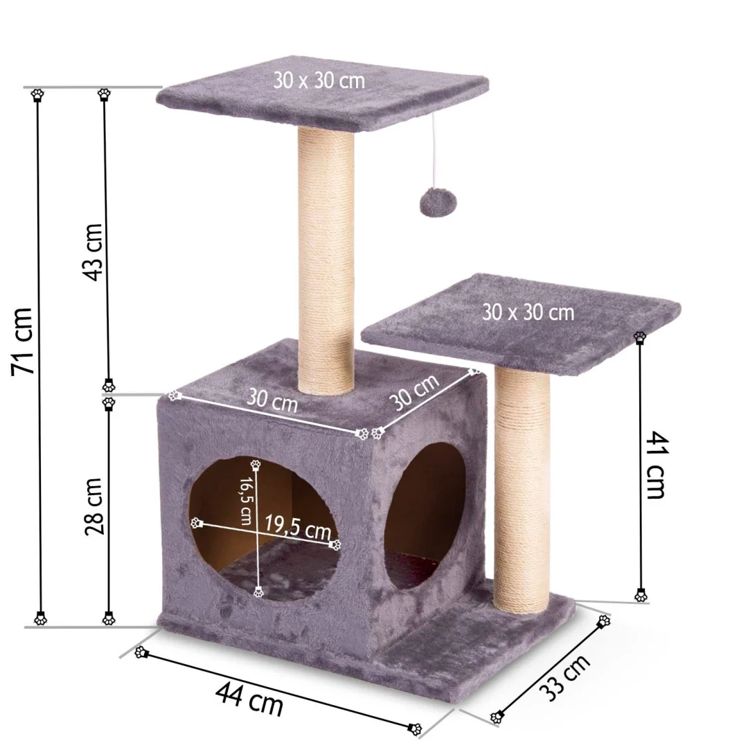 Grebalica za mačke 71 cm DR-263 svijetlo siva Pethaus s mišem_5