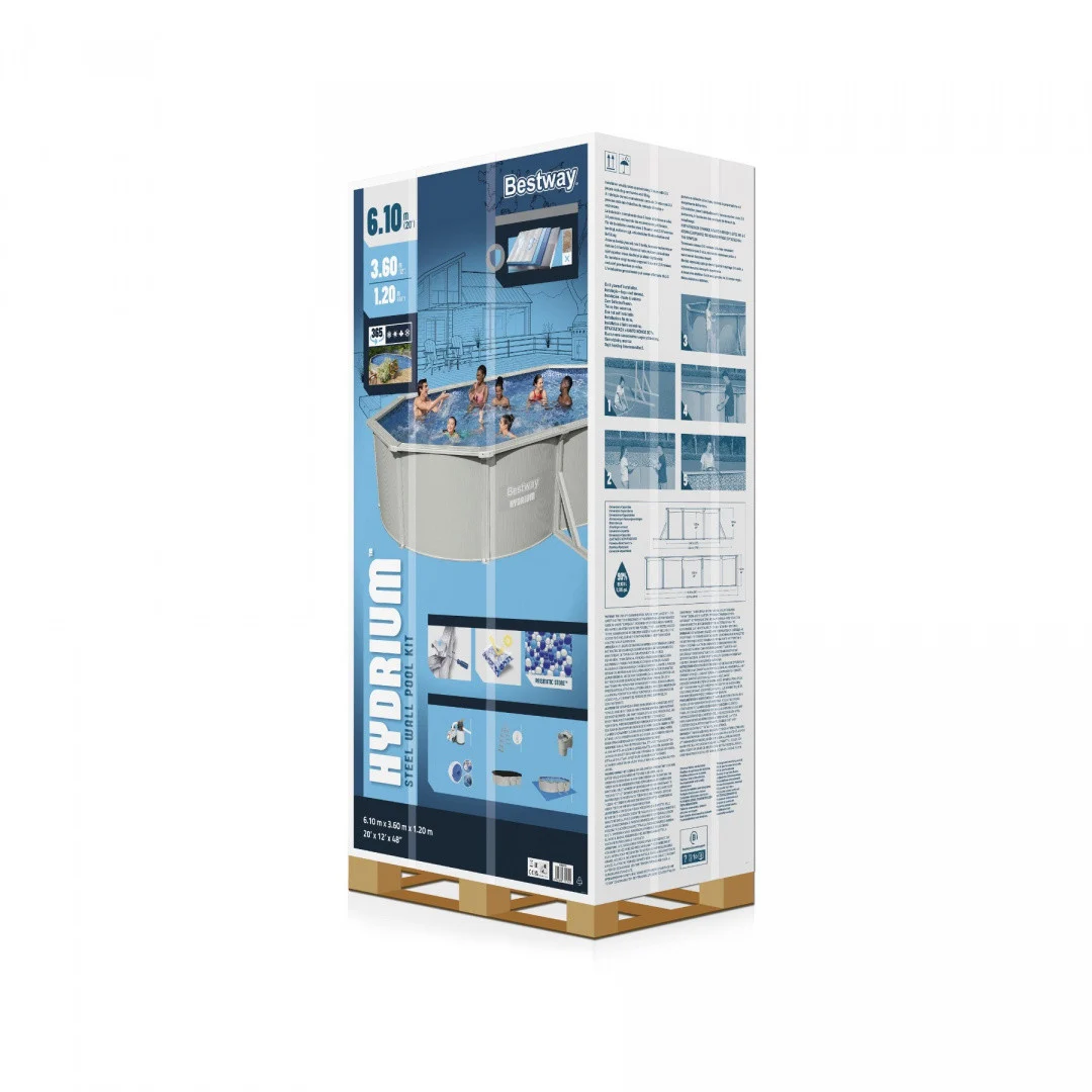 HYDRIUM Ovalni bazen s pločama 610x360x120, 20x12 stopa, BESTWAY 8 u 1 + pumpa za pijesak_9