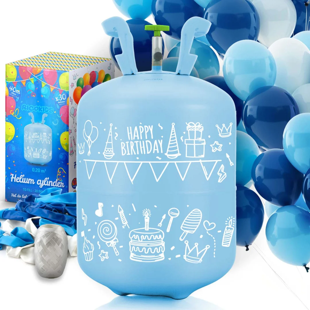 Helijev cilindar 0,20 m3 s balonima i vrpcom Ricokids, plava_1