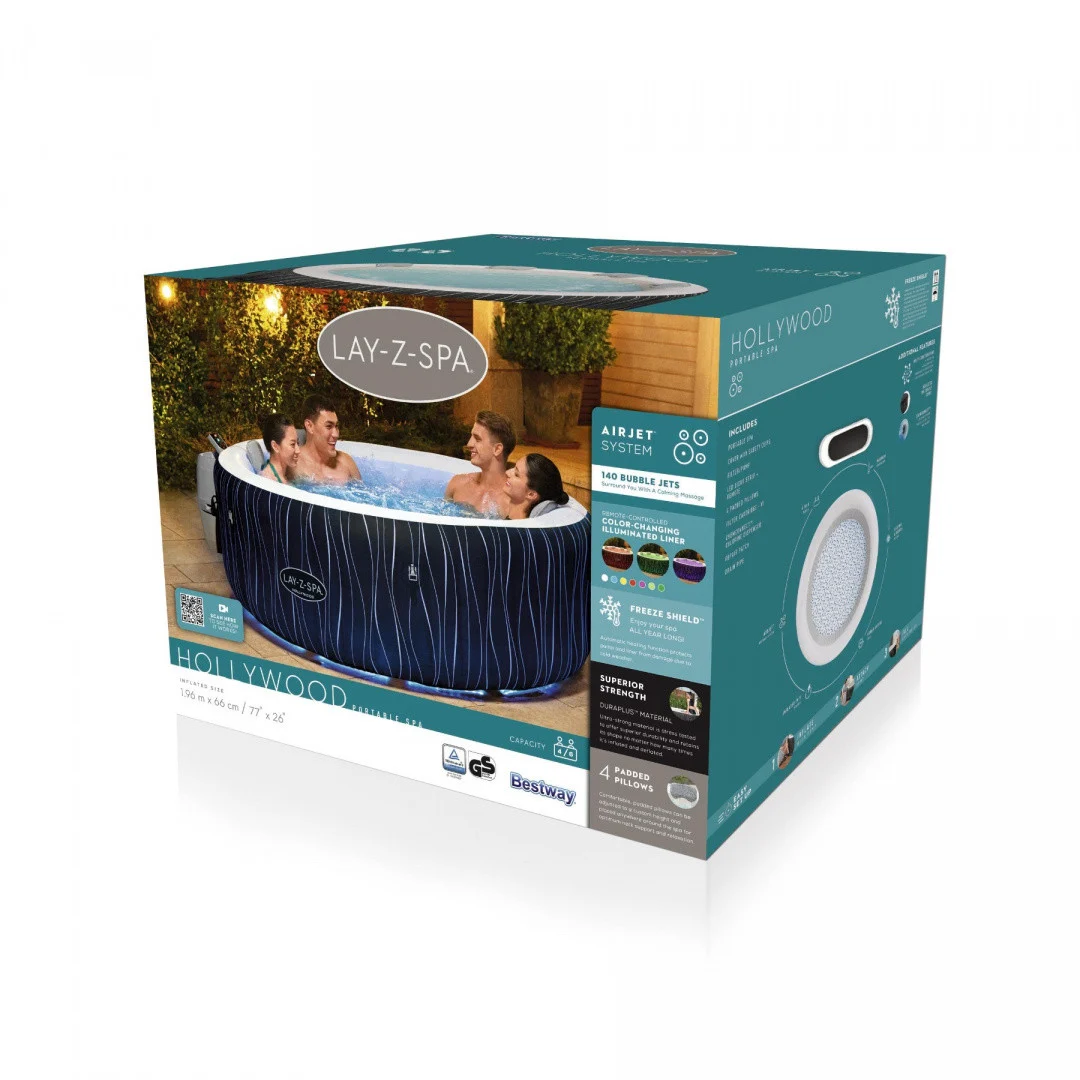 Hollywood Lay-Z-Spa AirJet kućni spa BESTWAY za 6 osoba + LED + 4 jastuka_14