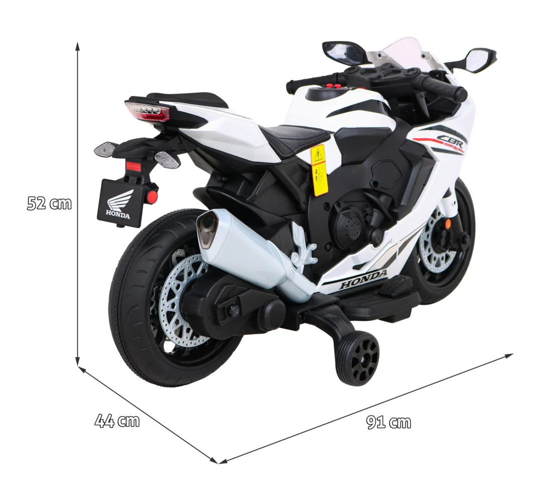 Honda CBR 1000RR Dječji motocikl na baterije, bijeli + MP3 zvukovi + pomoćni kotači, bijela motor na akumulator_2