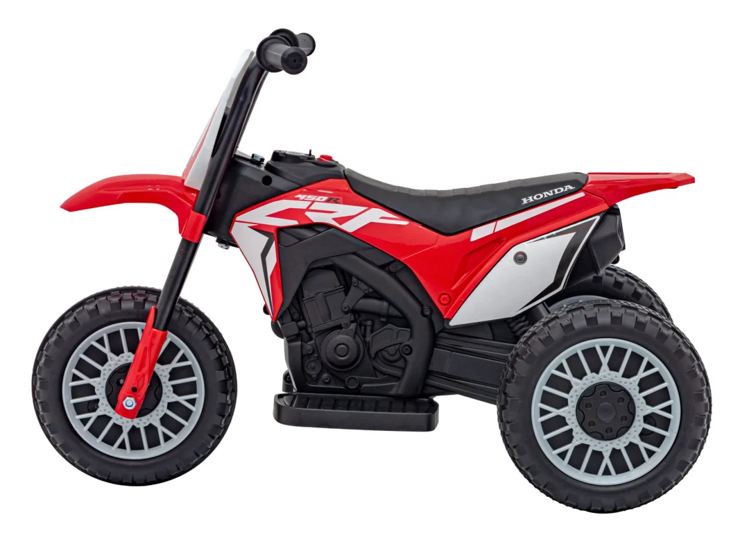 Honda CRF 450R Dječji kros motocikl na baterije, crveni + 3 kotača + gumena gazišta + truba, crvena motor na akumulator_5