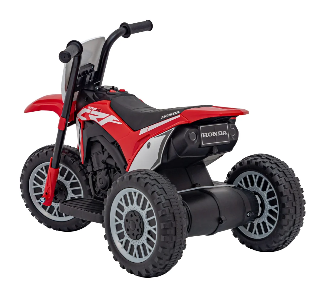 Honda CRF 450R Dječji kros motocikl na baterije, crveni + 3 kotača + gumena gazišta + truba, crvena motor na akumulator_6