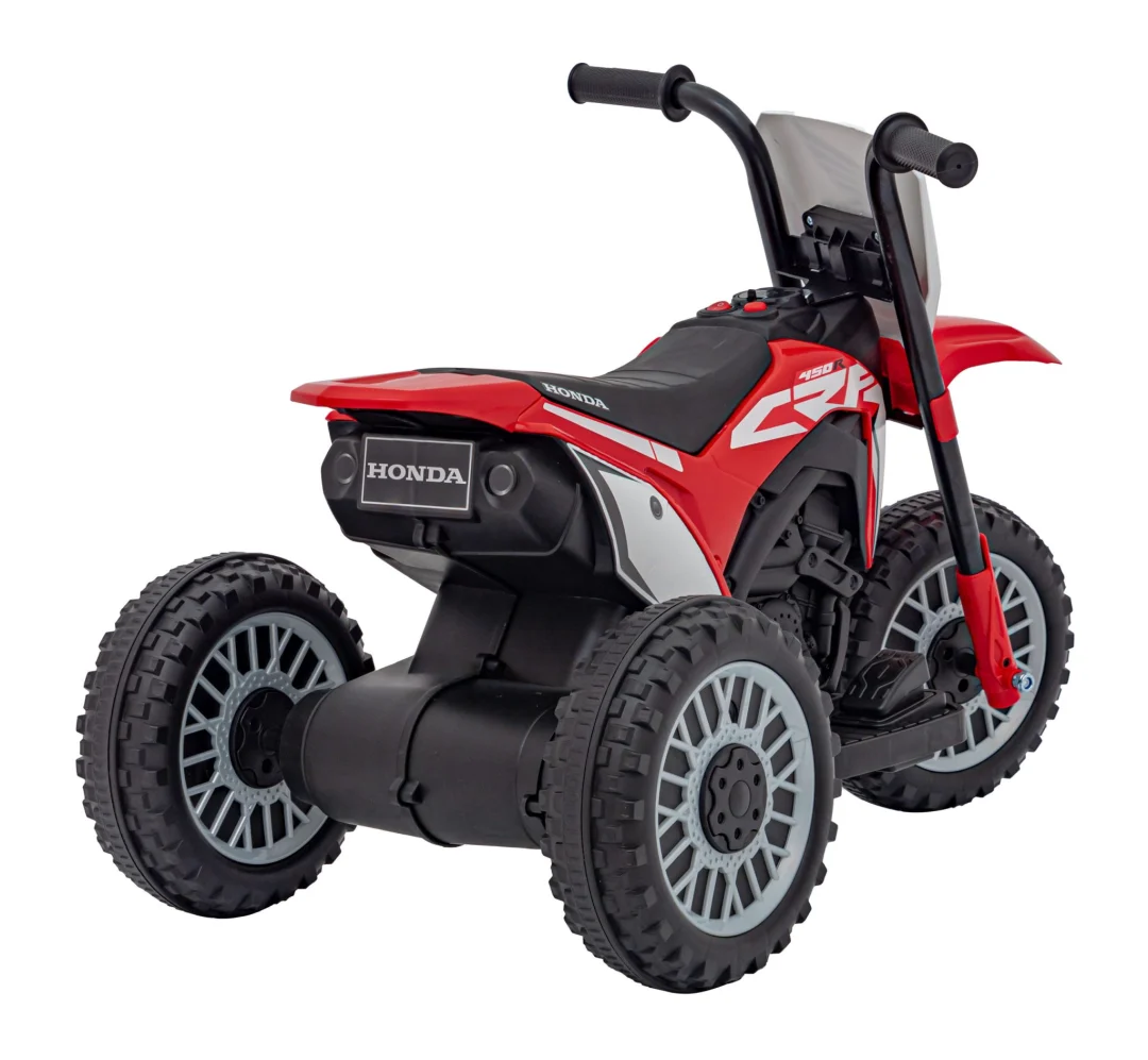 Honda CRF 450R Dječji kros motocikl na baterije, crveni + 3 kotača + gumena gazišta + truba, crvena motor na akumulator_8