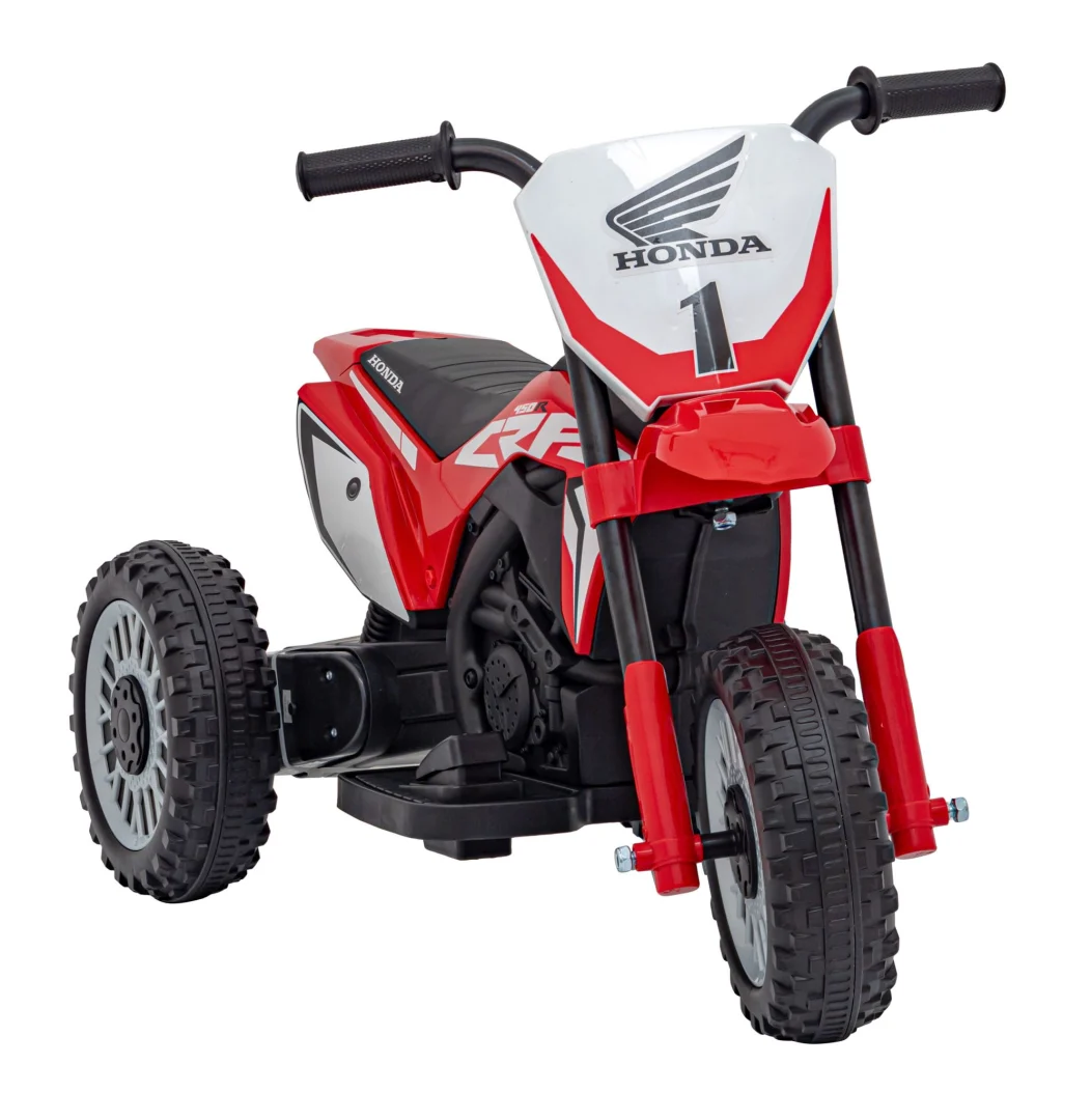 Honda CRF 450R Dječji kros motocikl na baterije, crveni + 3 kotača + gumena gazišta + truba, crvena motor na akumulator_9