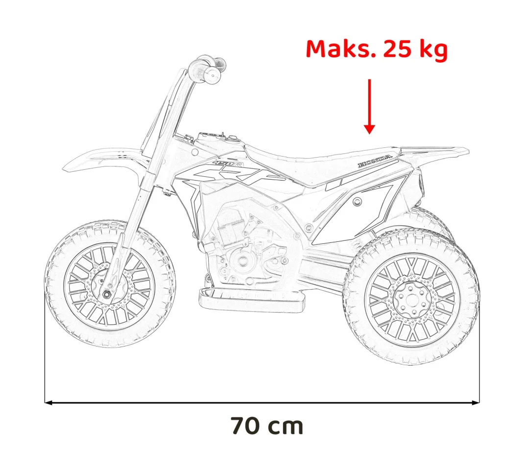 Honda CRF 450R Dječji kros motocikl na baterije, zeleni + 3 kotača + gumena gazišta + truba, zelena motor na akumulator_3