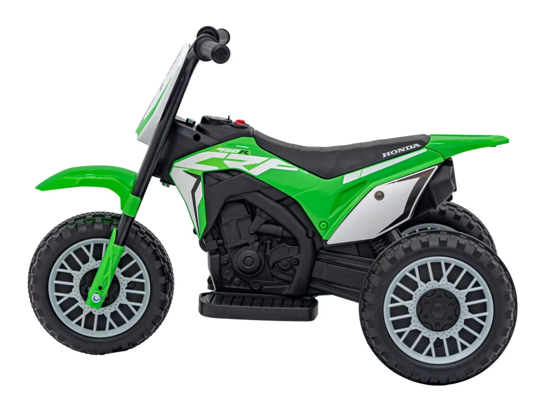 Honda CRF 450R Dječji kros motocikl na baterije, zeleni + 3 kotača + gumena gazišta + truba, zelena motor na akumulator_5