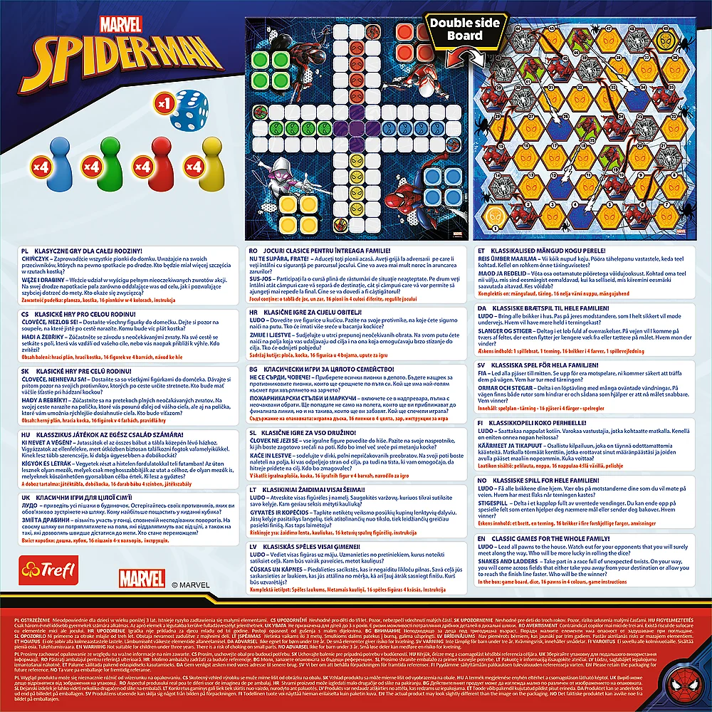 Igra 2u1 Kinez / Zmije i ljestve - Spider-Man Trefl 02419_5