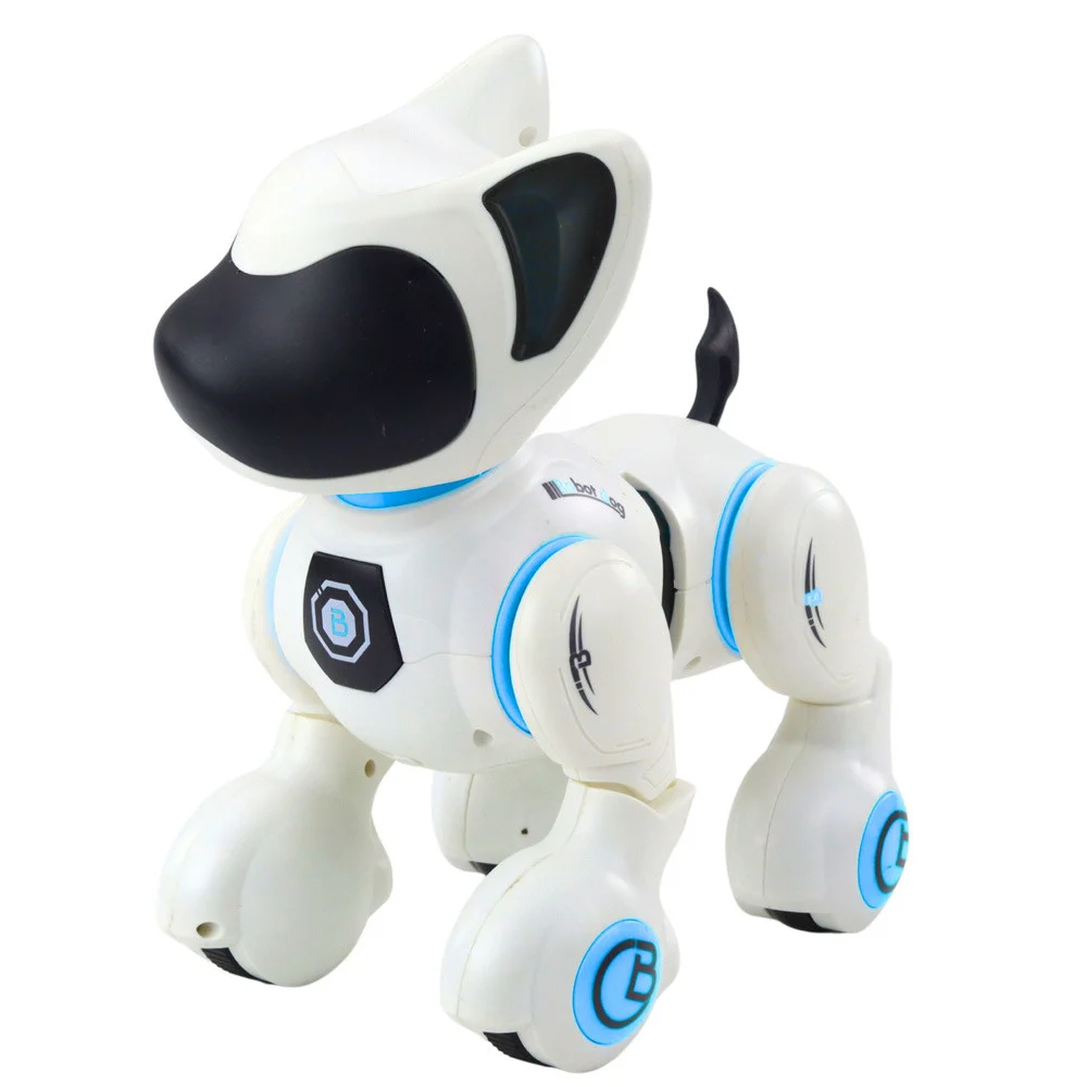 Interaktivni robotski pas na daljinskom upravljaču, svjetlosni zvuk, bijela plava_2