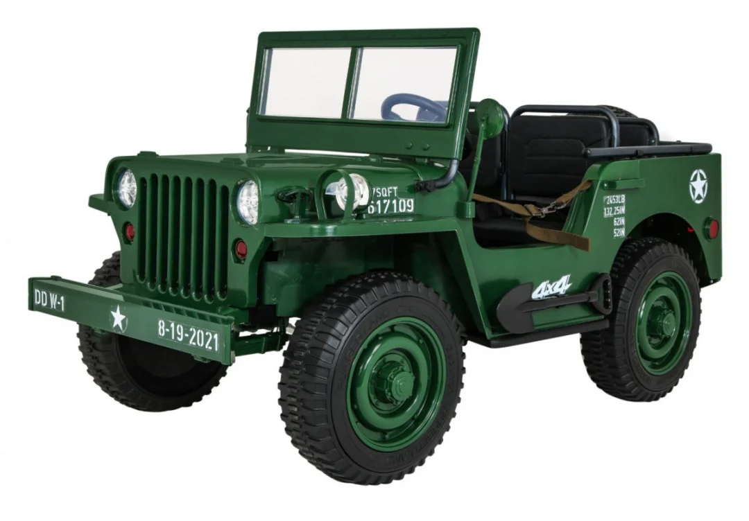 Jeep Willys retro vojni auto na akumulator zeleni za 3 djece_1