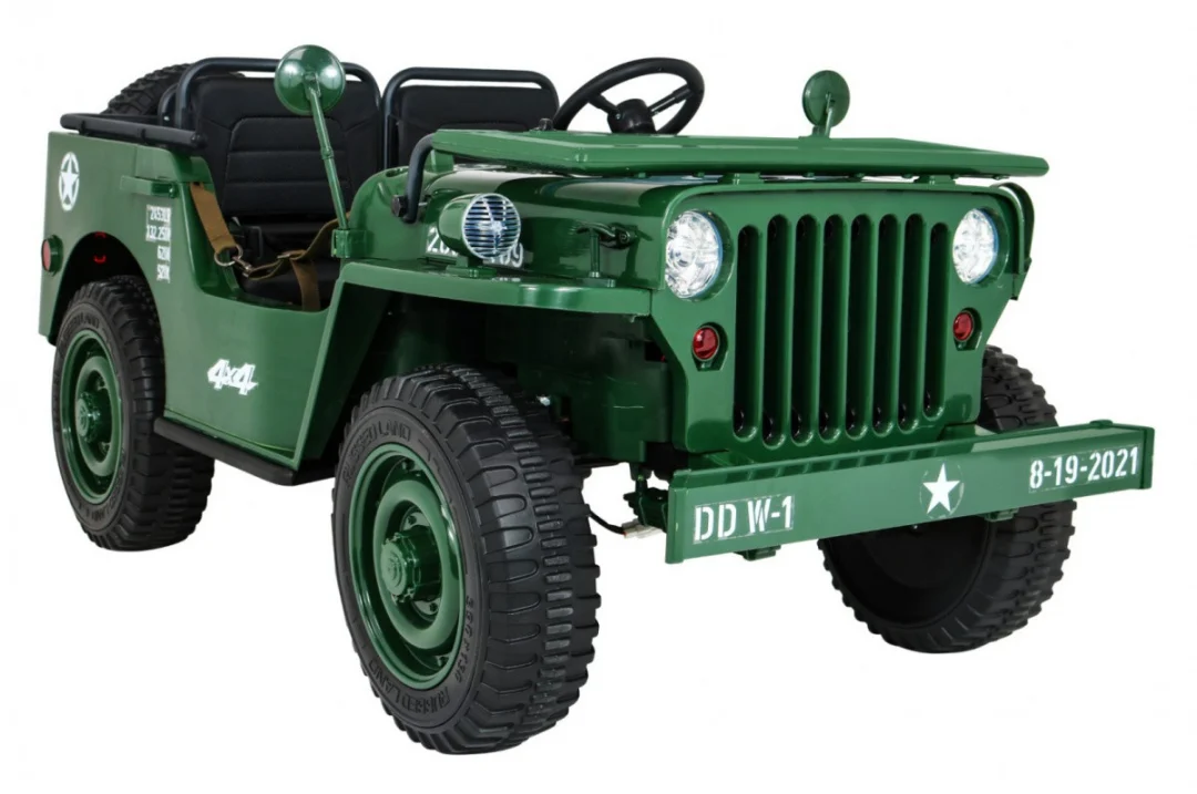 Jeep Willys retro vojni auto na akumulator zeleni za 3 djece_11