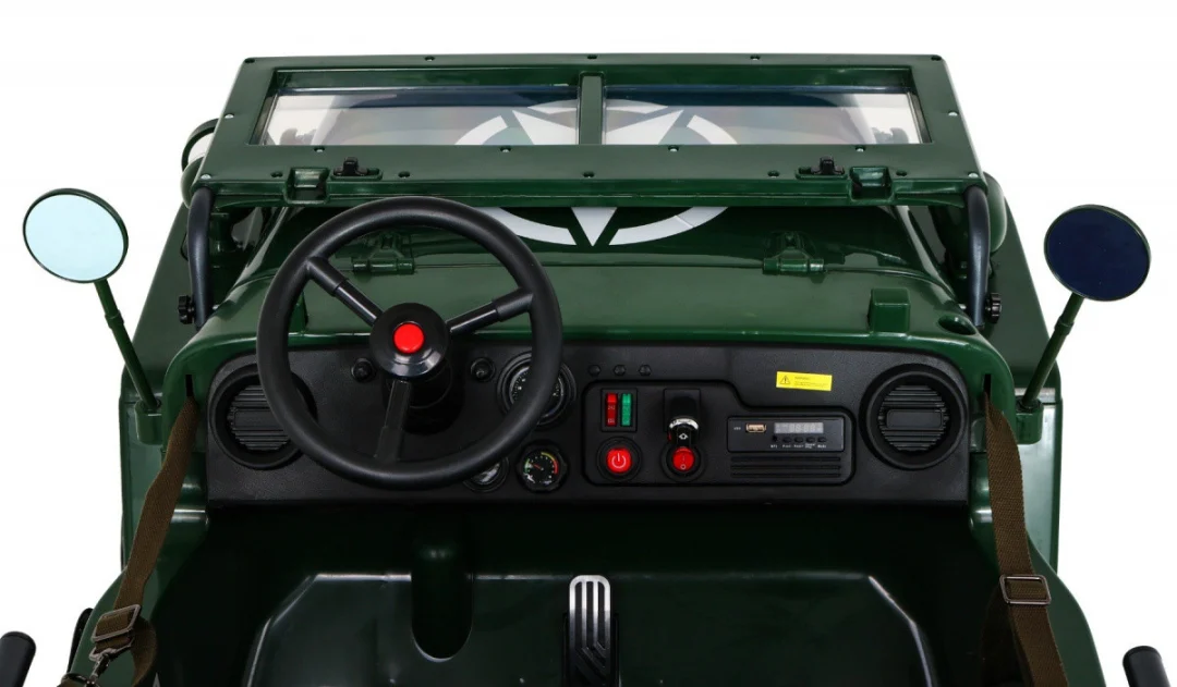 Jeep Willys retro vojni auto na akumulator zeleni za 3 djece_9