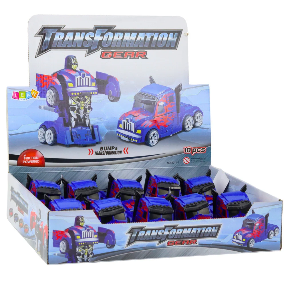 Kamion-robot 2u1 plavi s crvenim uzorkom pull-back_4