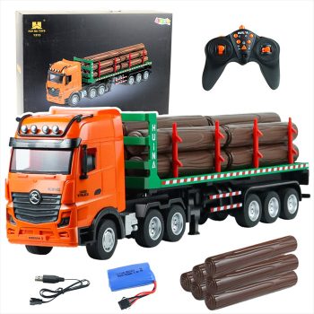 Kamion Za Prijevoz Trupaca Na Daljinsko Upravljanje Timber Transporterhuina 1 18 Zelenonarancasti