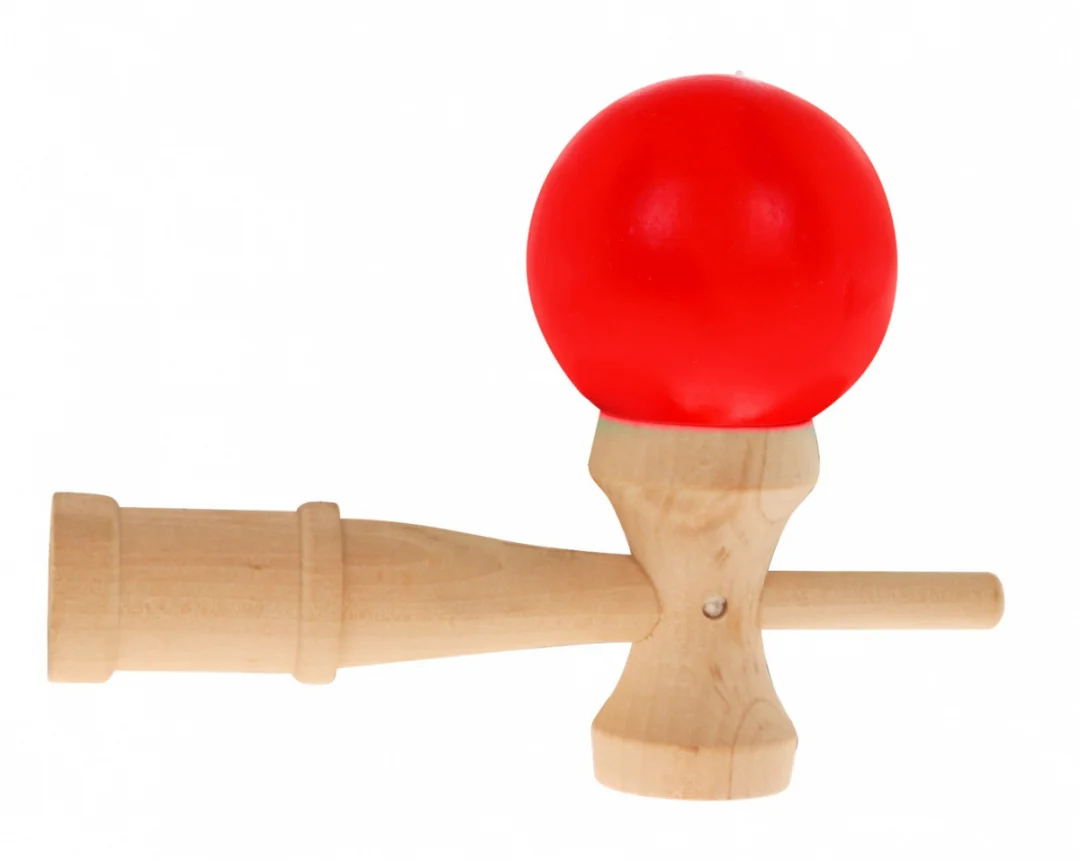 Kendama arkadna igra za djecu 3+ i odrasle drvena igračka + crvena loptica_3