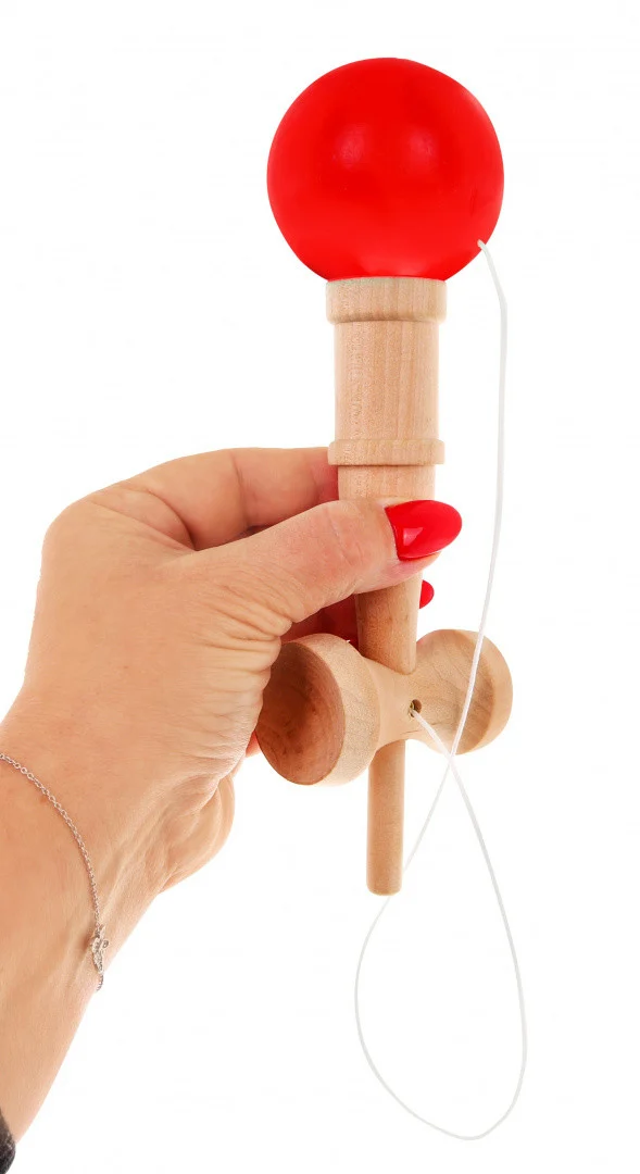 Kendama arkadna igra za djecu 3+ i odrasle drvena igračka + crvena loptica_5