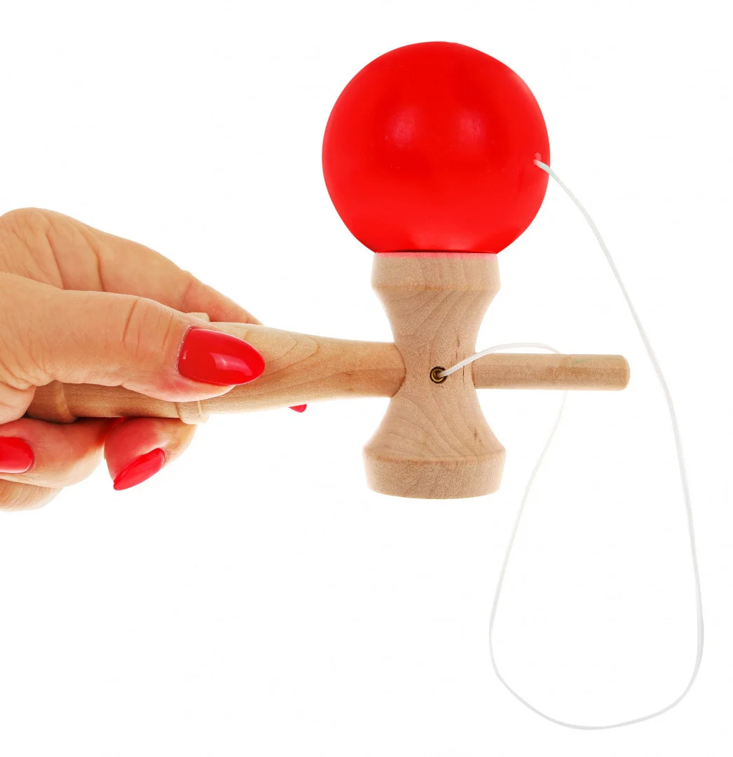 Kendama arkadna igra za djecu 3+ i odrasle drvena igračka + crvena loptica_6