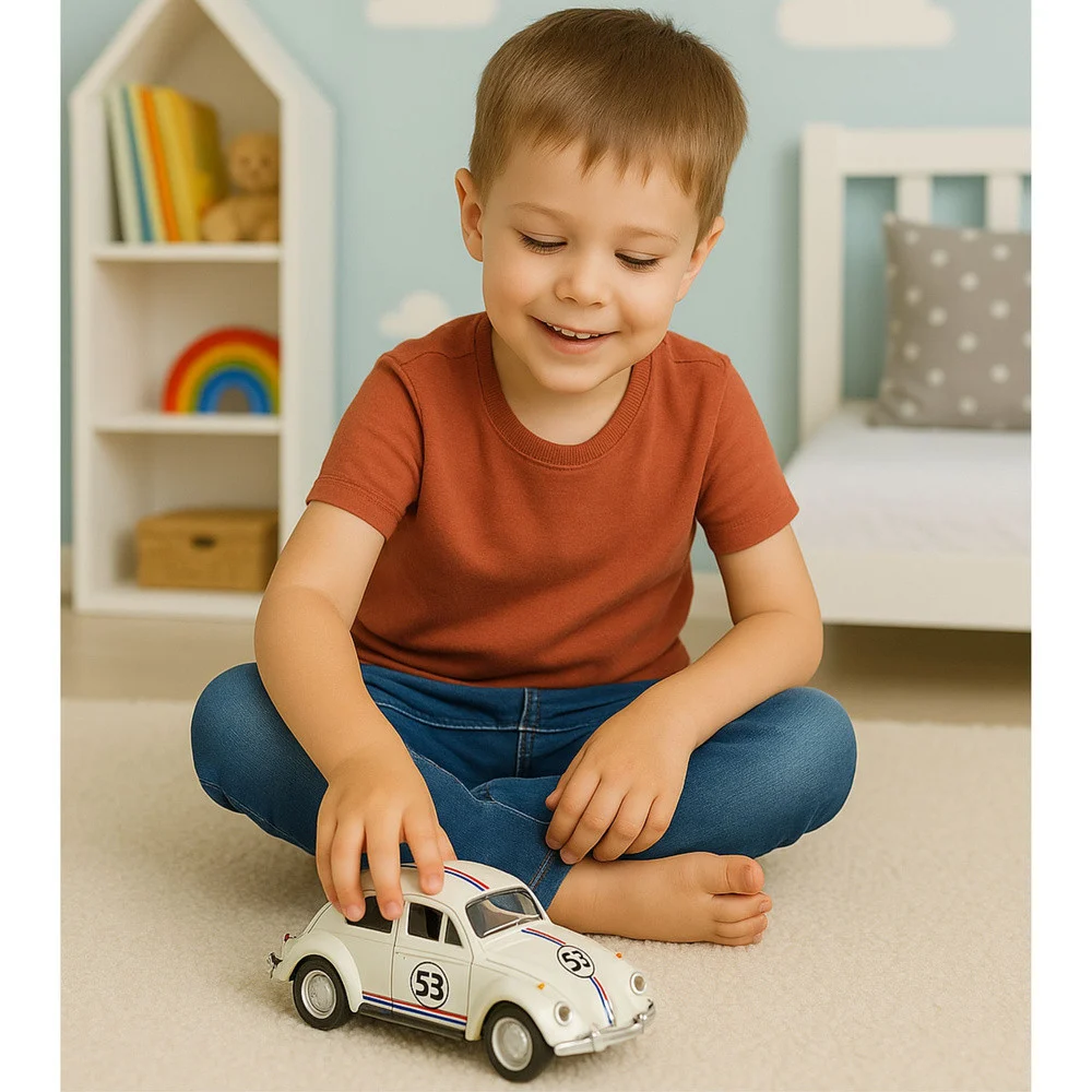 Klasični automobil Buba s metalnim pogonom, otvaranjem vrata, bež 1:32_6