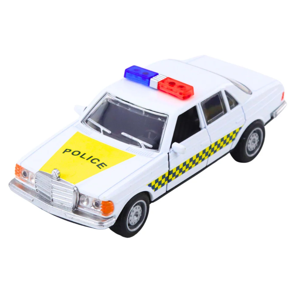 Klasični policijski automobil s metalnim pogonom i otvaranjem vrata, bijeli 1:32_2