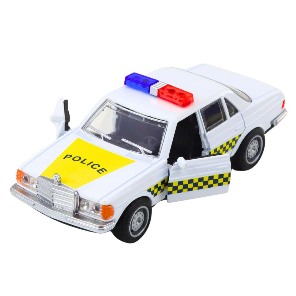 Klasični policijski automobil s metalnim pogonom i otvaranjem vrata, bijeli 1:32_3