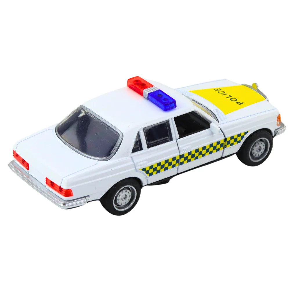 Klasični policijski automobil s metalnim pogonom i otvaranjem vrata, bijeli 1:32_5