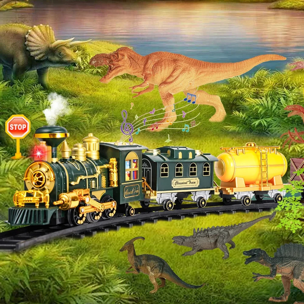 Klasični vlak Dinosauri Svjetla Zvuci Dim 39 kom_4