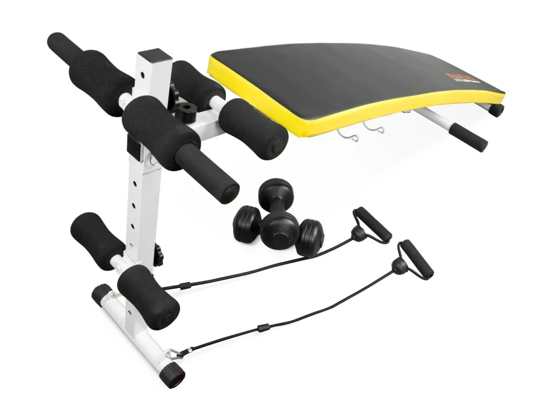 Kosa klupa za vježbanje Neo-Sport NS-07 s ekspanderima i bučicama_4