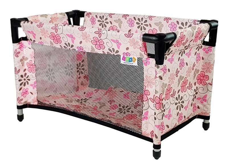 Krevetac za lutke Alice Pink s cvjetovima_2