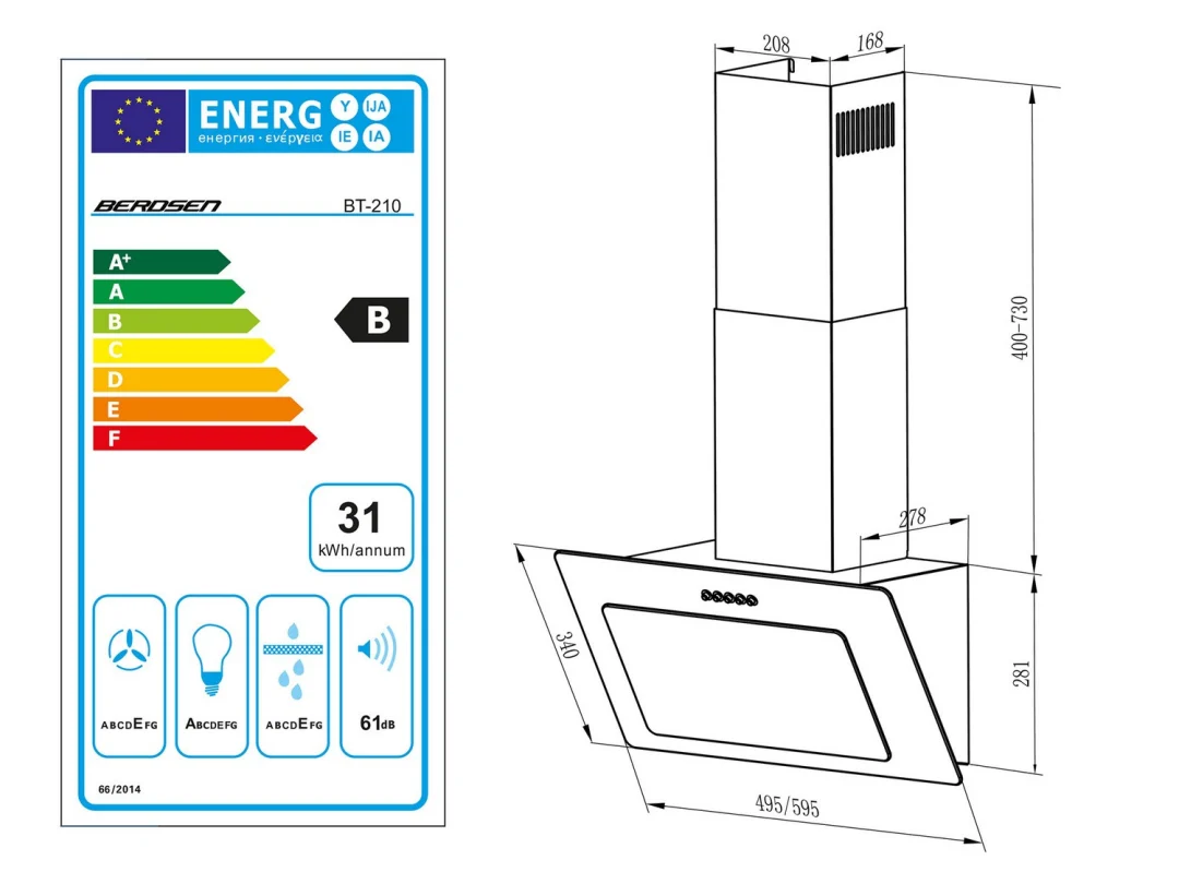 Kuhinjska napa s dimnjakom Berdsen BT-210 60 cm crna_6