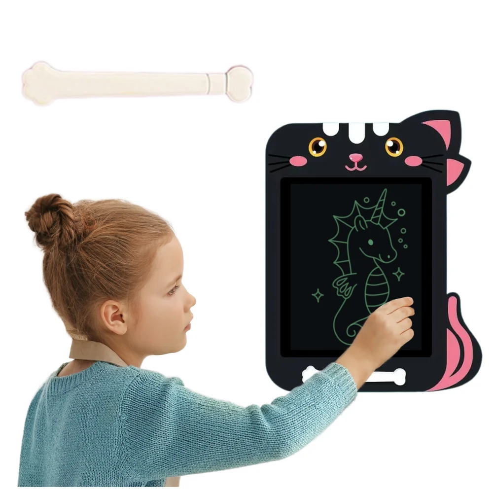 LCD ploča za crtanje u obliku mačke, crna, 30 × 23,5 × 1 cm_2