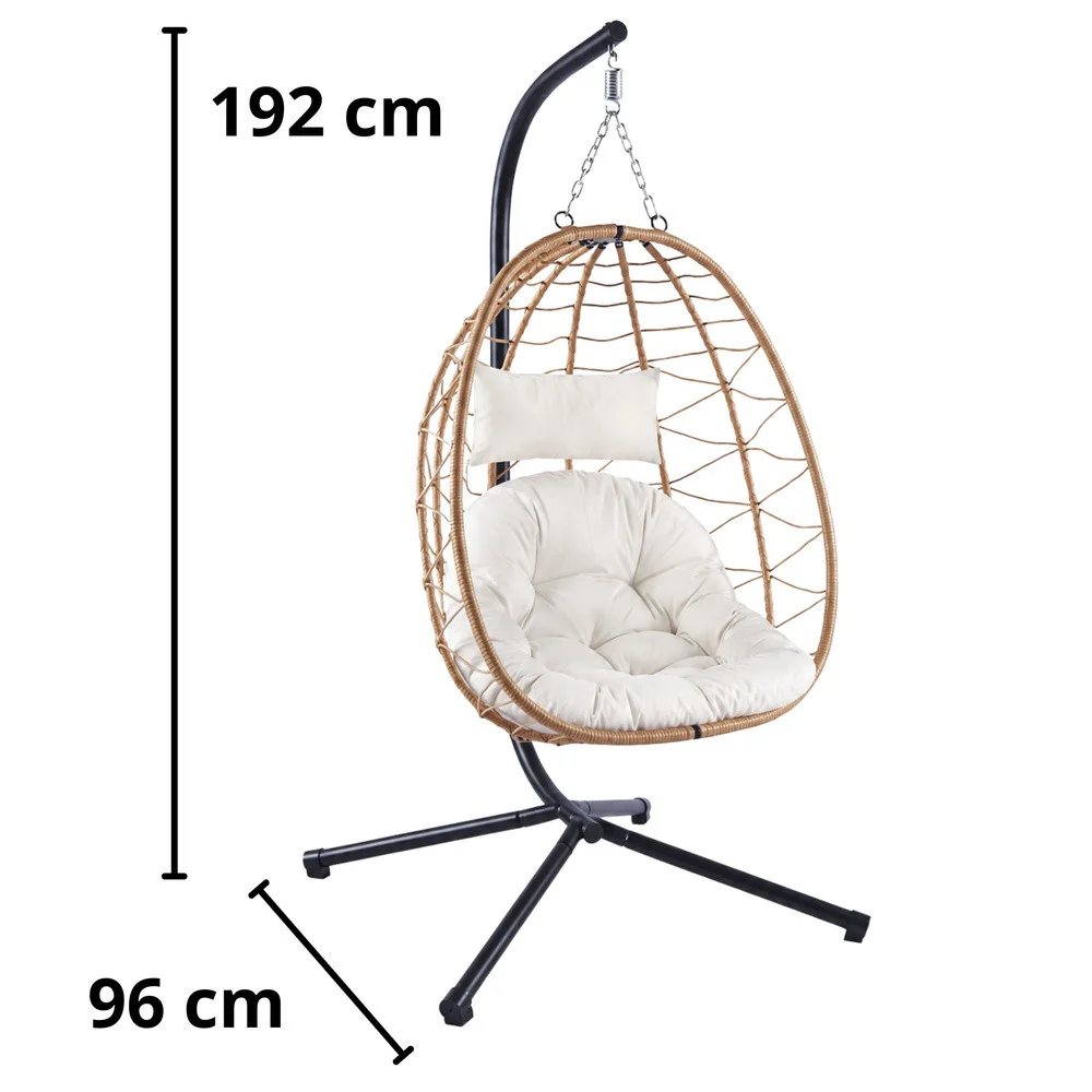 LEAN Viseća stolica za ljuljanje, vrtni jastuci s čahurama, smeđi okvir, 22,5 kg_3