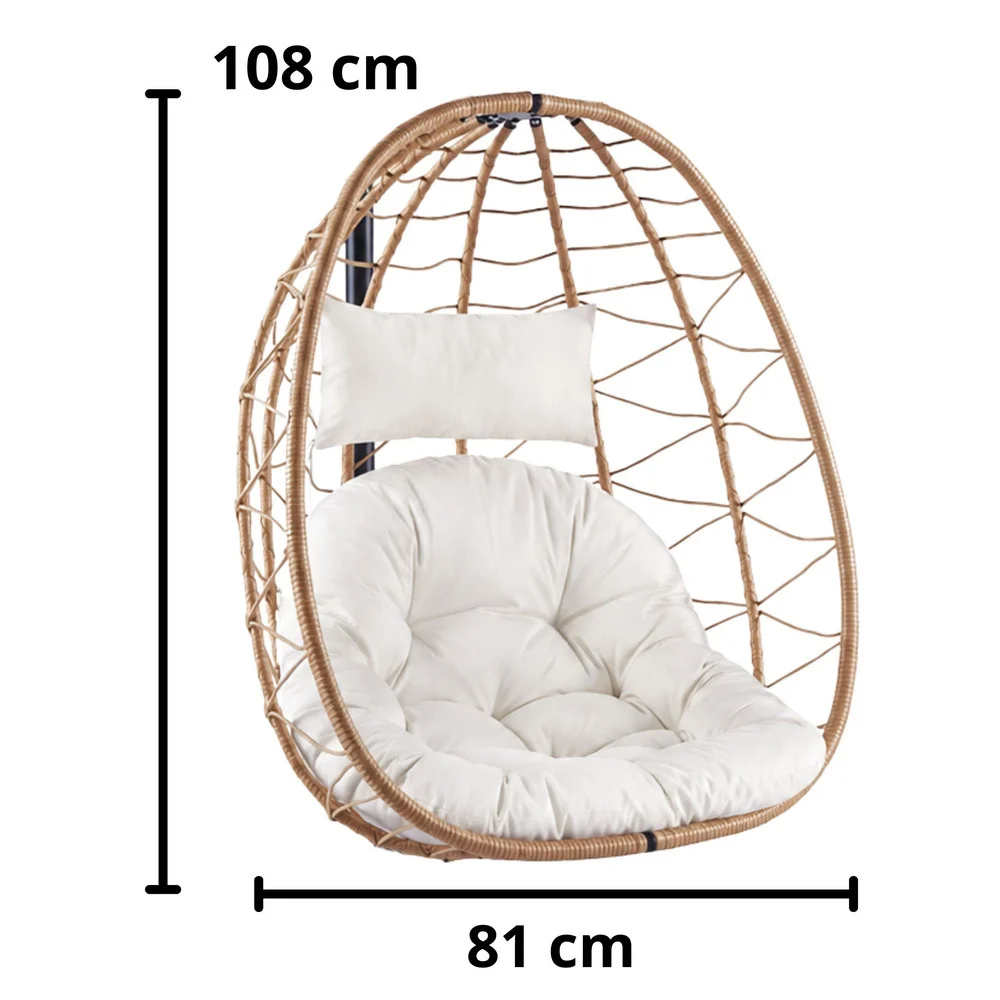 LEAN Viseća stolica za ljuljanje, vrtni jastuci s čahurama, smeđi okvir, 22,5 kg_5