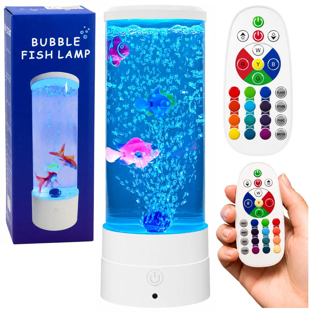 LED RGB noćna lampa akvarij s ribicama, 16 boja, bijela_1