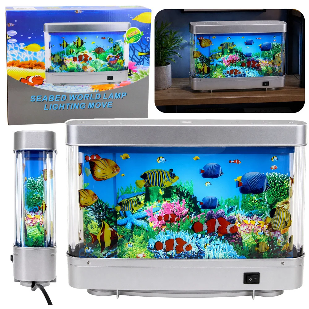 LED noćno svjetlo akvarij s pokretnim ribicama, 23 cm_1