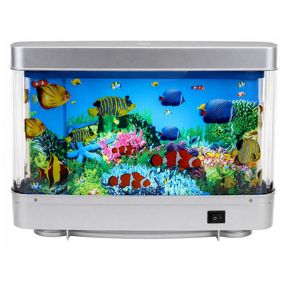 LED noćno svjetlo akvarij s pokretnim ribicama, 23 cm_2