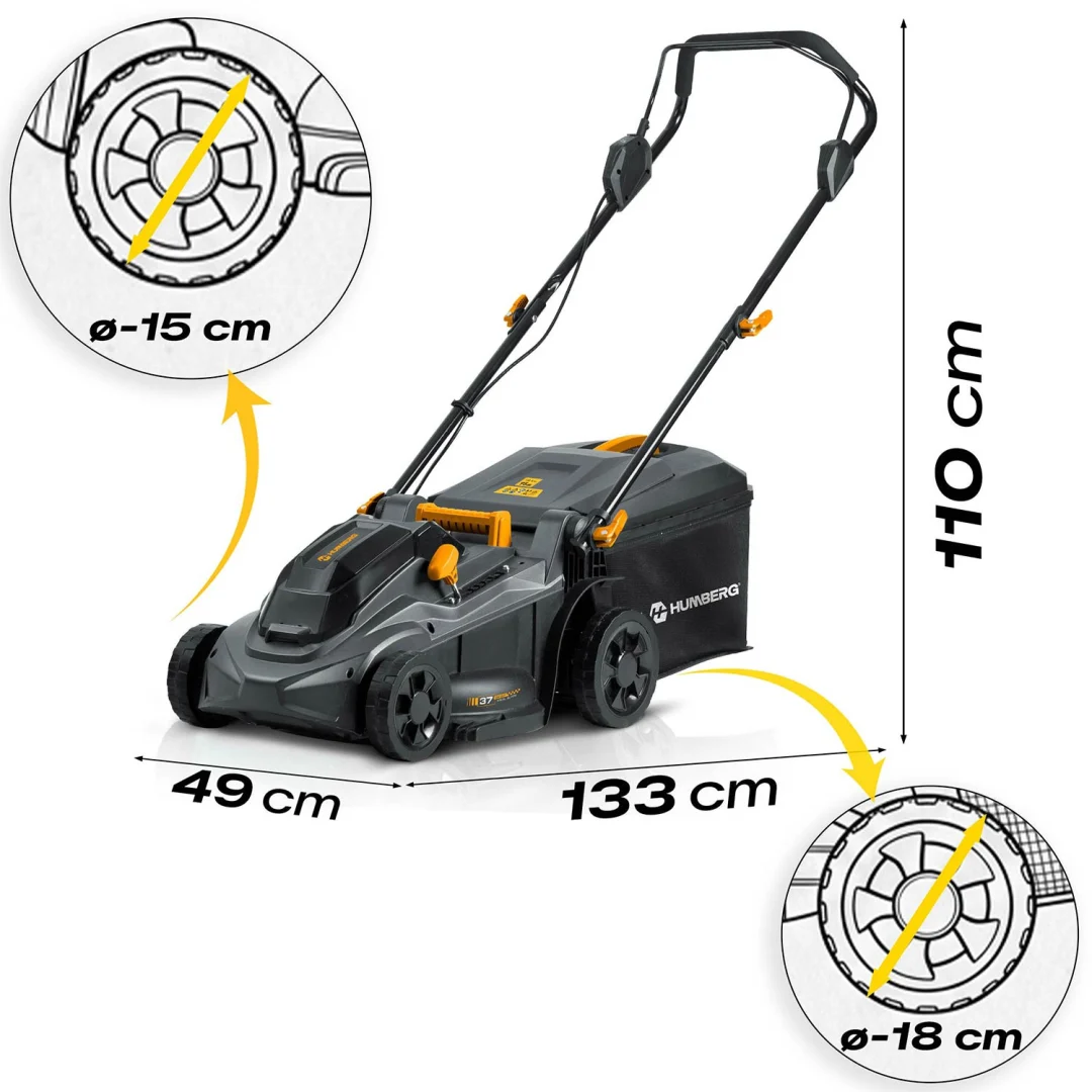 Lagana i snažna bežična kosilica za travu 1000W 37cm Humberg HM-610, siva_4