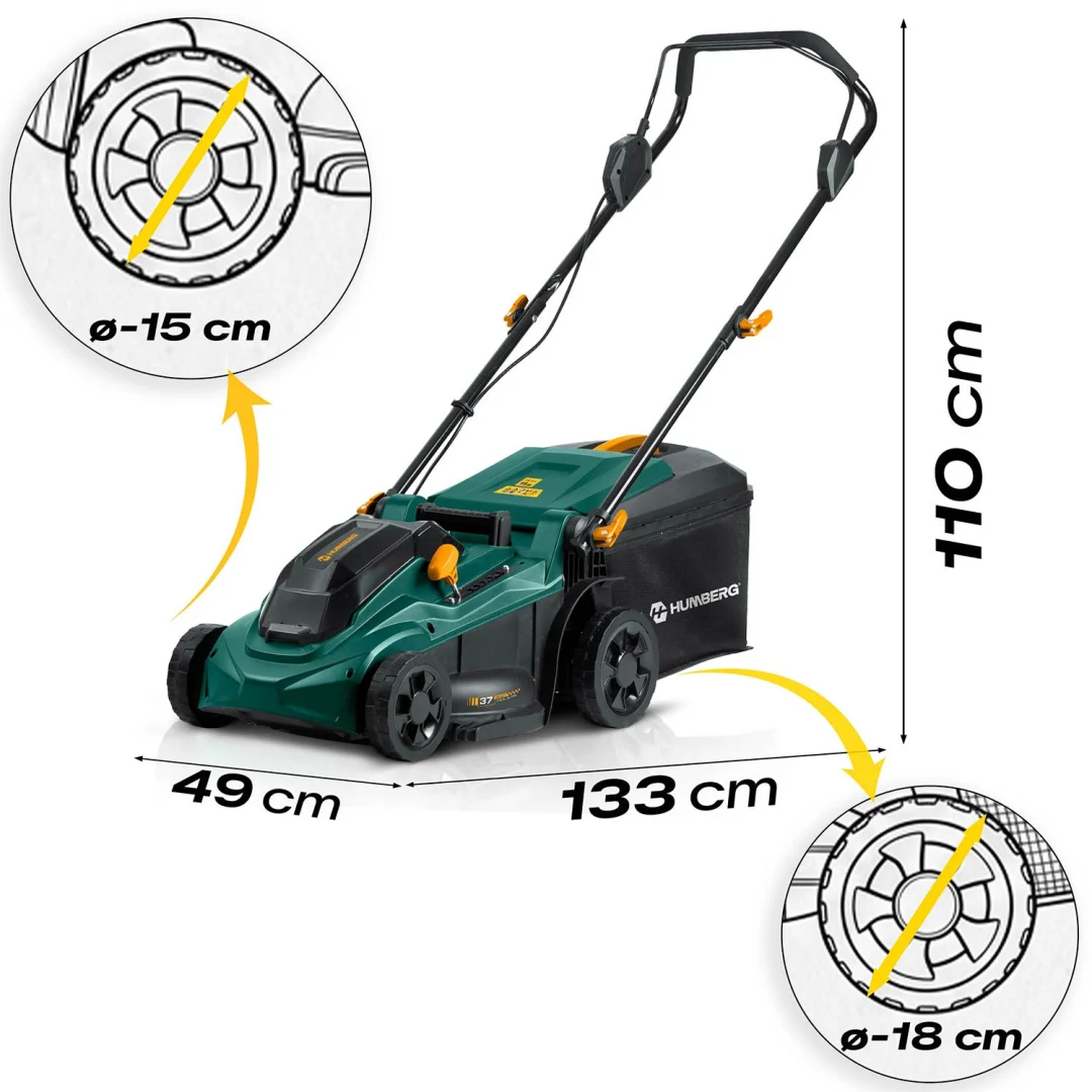 Lagana i snažna bežična kosilica za travu 1000W 37cm Humberg HM-610, zelena_10