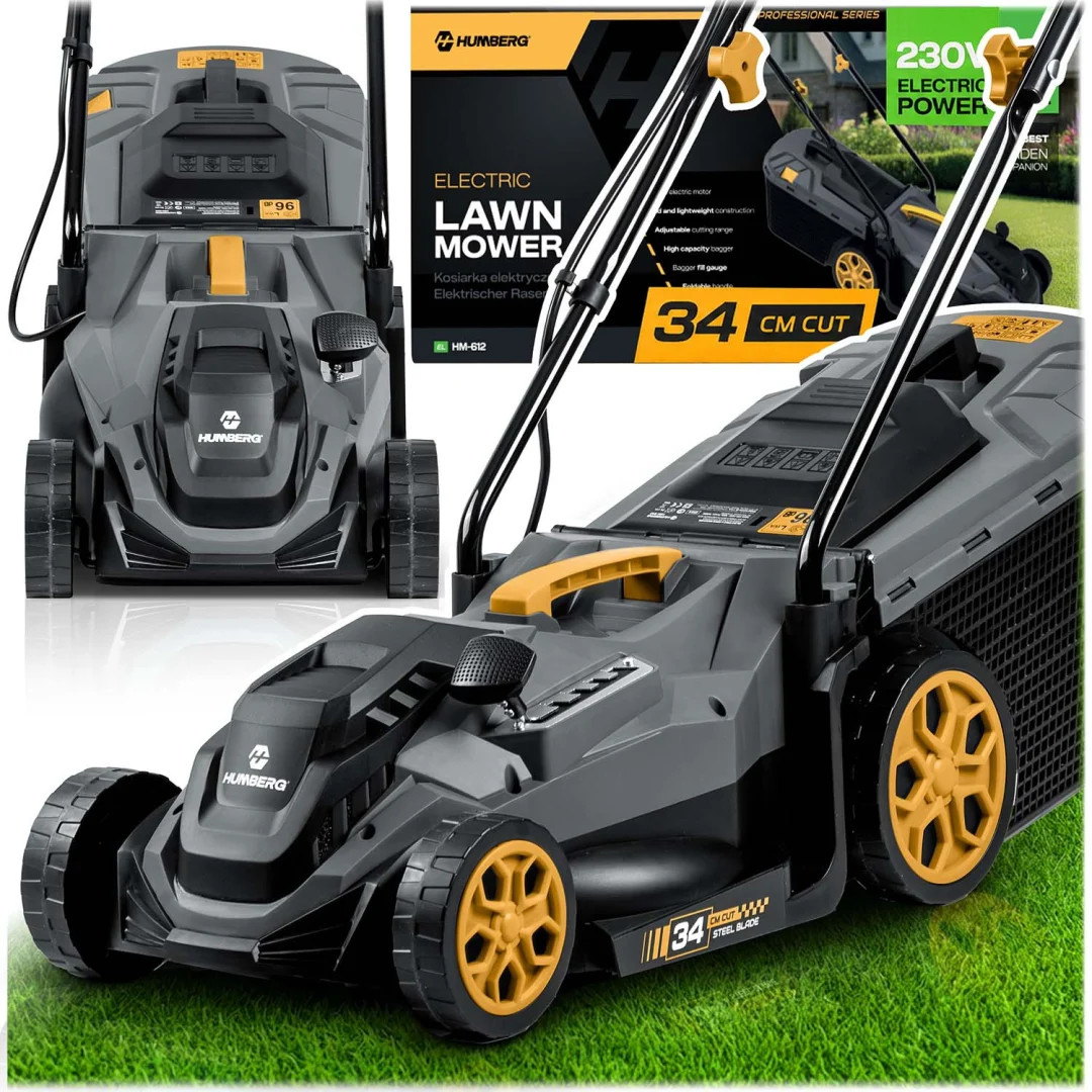 Lagana i snažna električna kosilica s regulacijom 1400W 34cm Humberg HM-612, siva_1