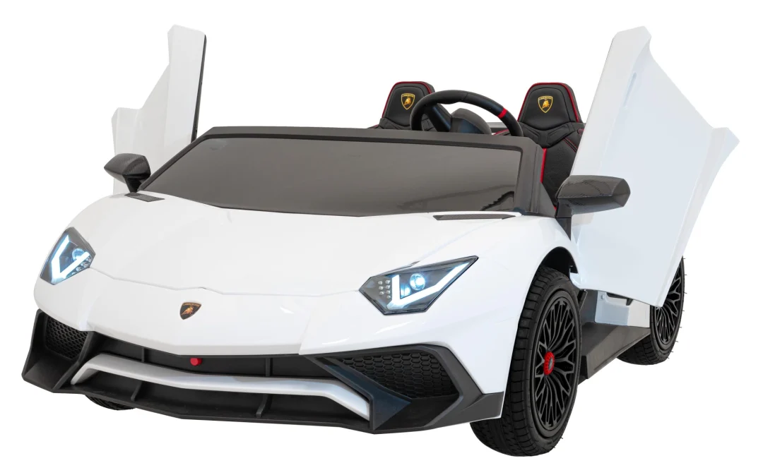 Lamborghini Aventador SV baterijski auto za dvoje djece bijeli + motor bez četkica + gume, bijela auto na akumulator_2