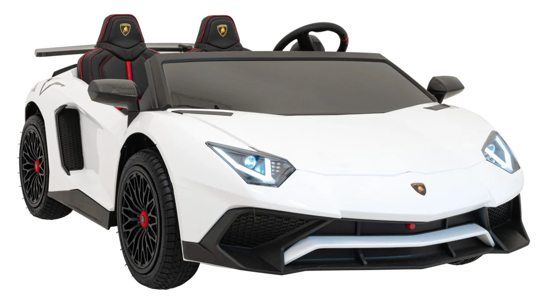 Lamborghini Aventador SV baterijski auto za dvoje djece bijeli + motor bez četkica + gume, bijela auto na akumulator_6