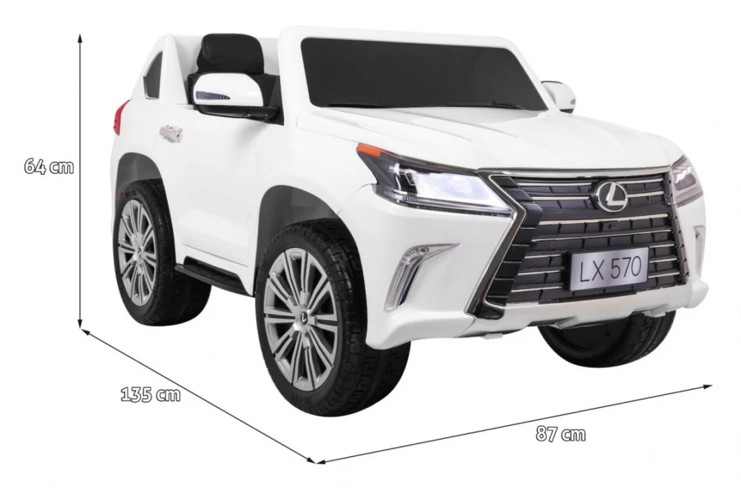 Lexus LX570 dječji automobil s 2 sjedala, bijeli + daljinski upravljač + EVA kotači + MP3, bijela_2