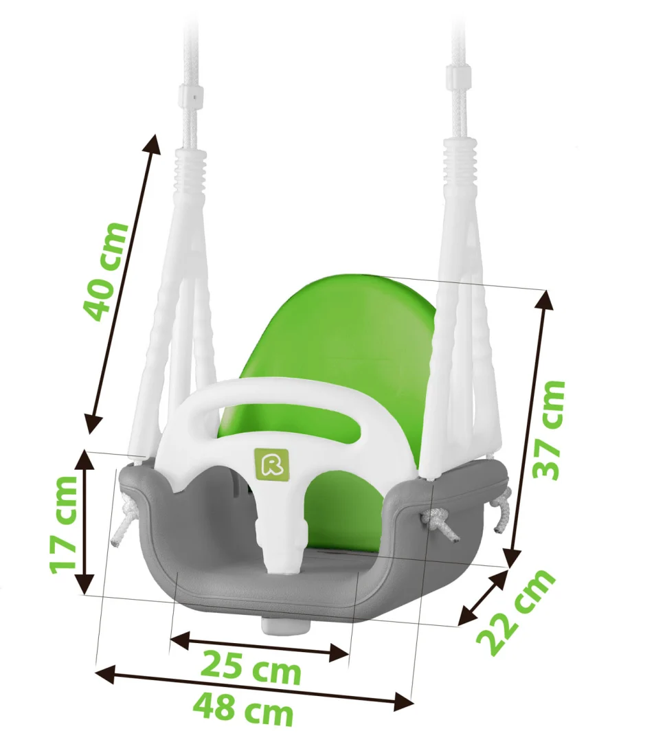 Ljuljačka s kantom Ricokids 3 u 1 slon, siva i zelena_3