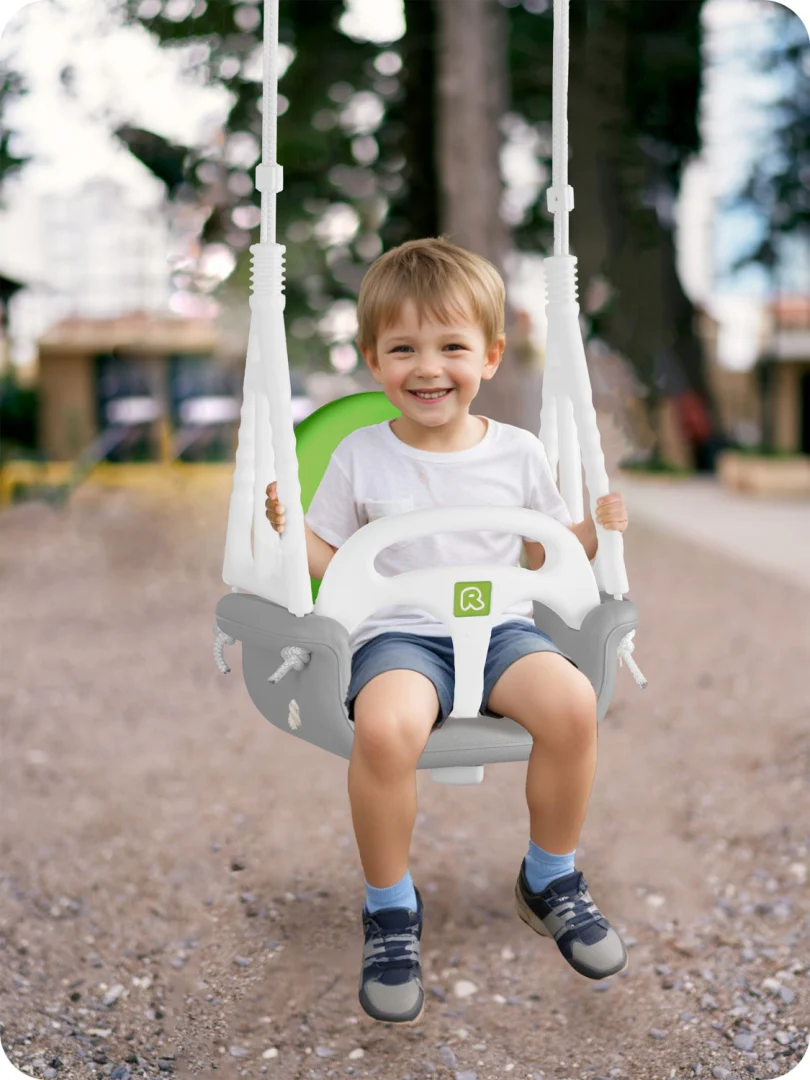 Ljuljačka s kantom Ricokids 3 u 1 slon, siva i zelena_7