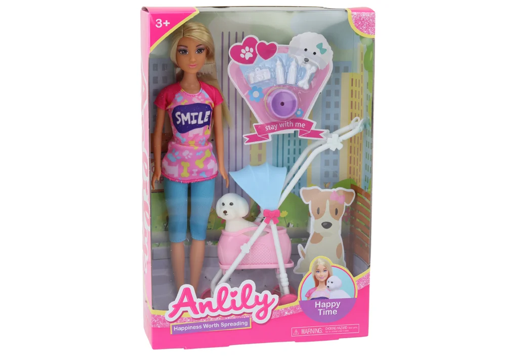 Lutka Anlily s psom u kolica i priborom, 30 cm_3