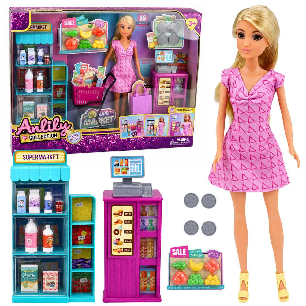 Lutka Anlily supermarket 30 cm, blagajna i pribor za igru_1